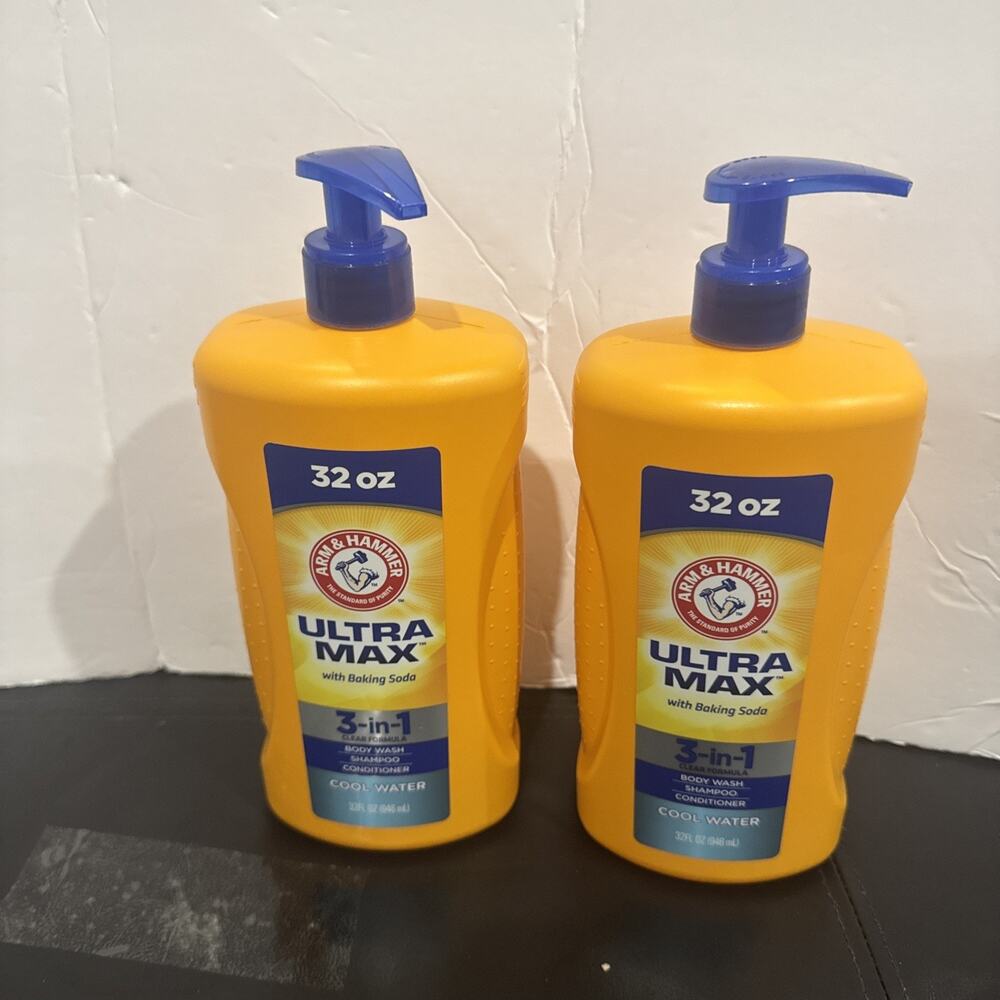 Lot of 2 Arm & Hammer Ultra Max 3-in-1 Shampoo Cool Water 32oz New